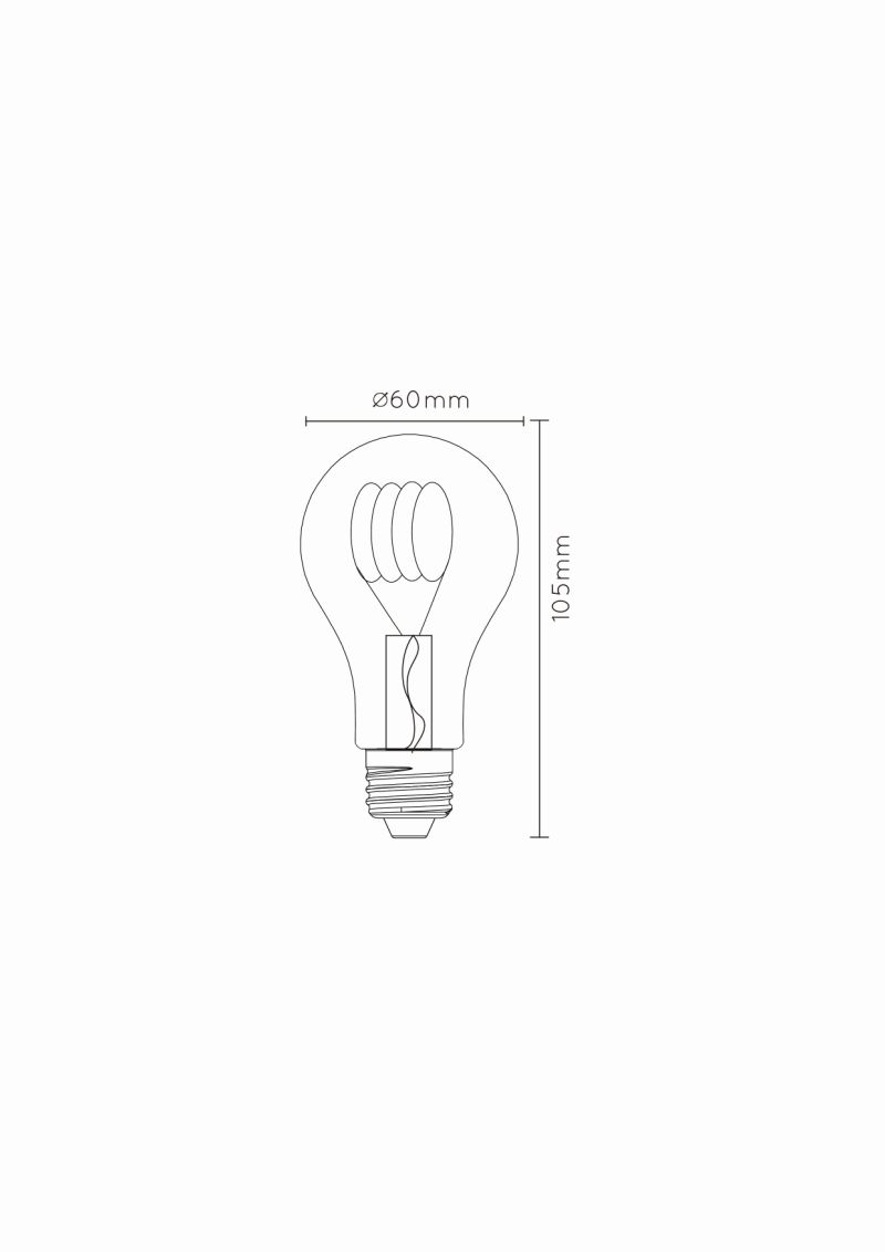 Lucide A60 - Žiarovka s vláknom - Ø 6 cm - LED Rozm. - E27 - 1x5W 2200K - Jantárová